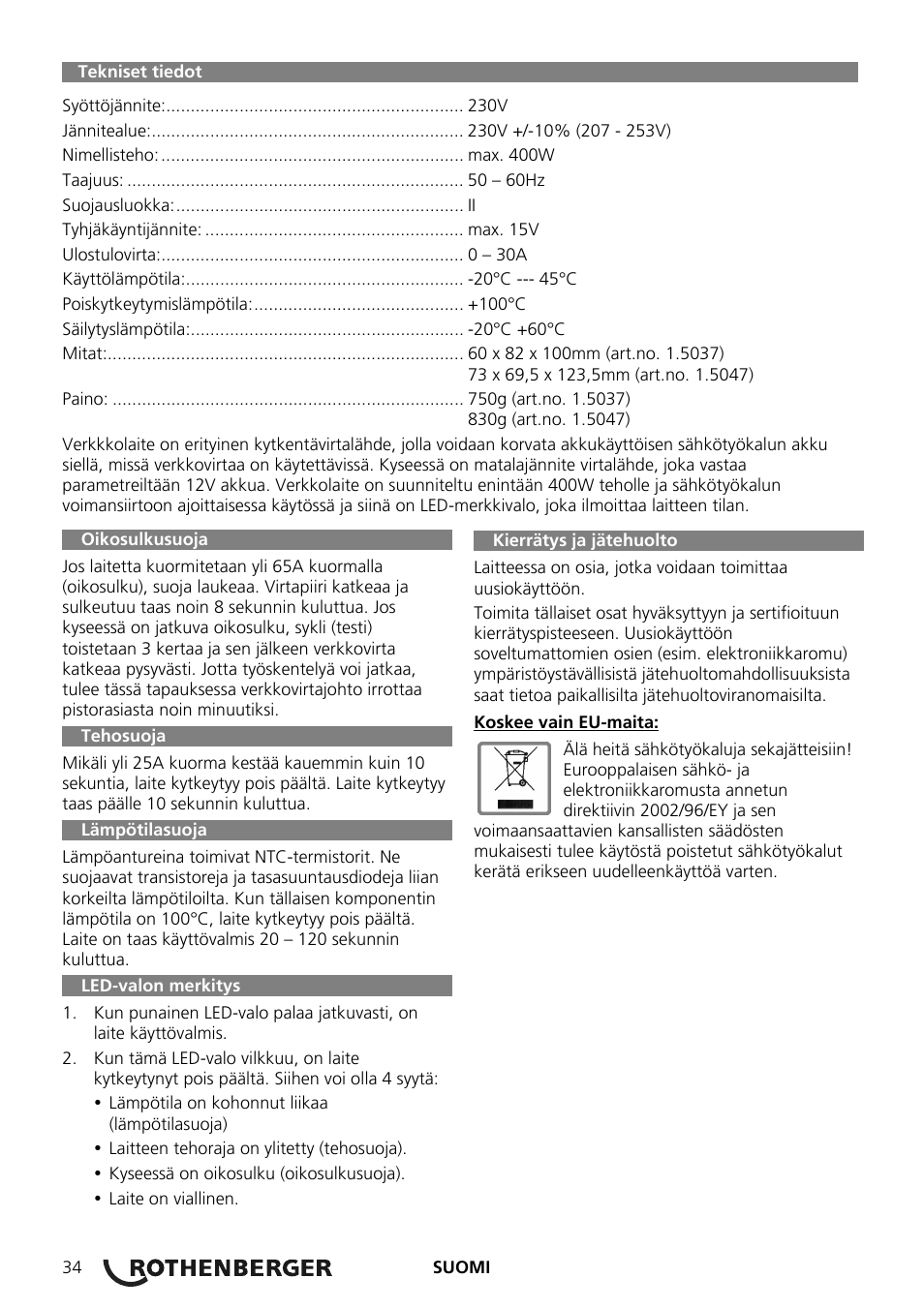 ROTHENBERGER ROMAX Compact Schaltnetzteil 230 V User Manual | Page 36 / 64