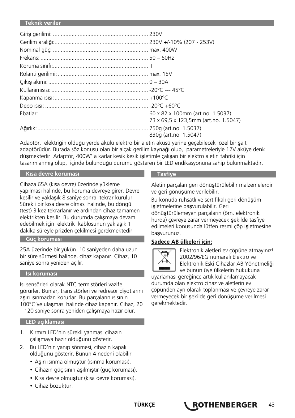 ROTHENBERGER ROMAX Compact Schaltnetzteil 230 V User Manual | Page 45 / 64