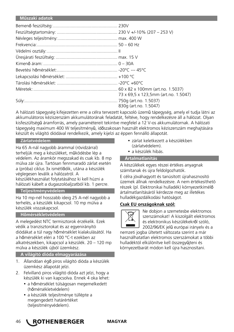 ROTHENBERGER ROMAX Compact Schaltnetzteil 230 V User Manual | Page 48 / 64