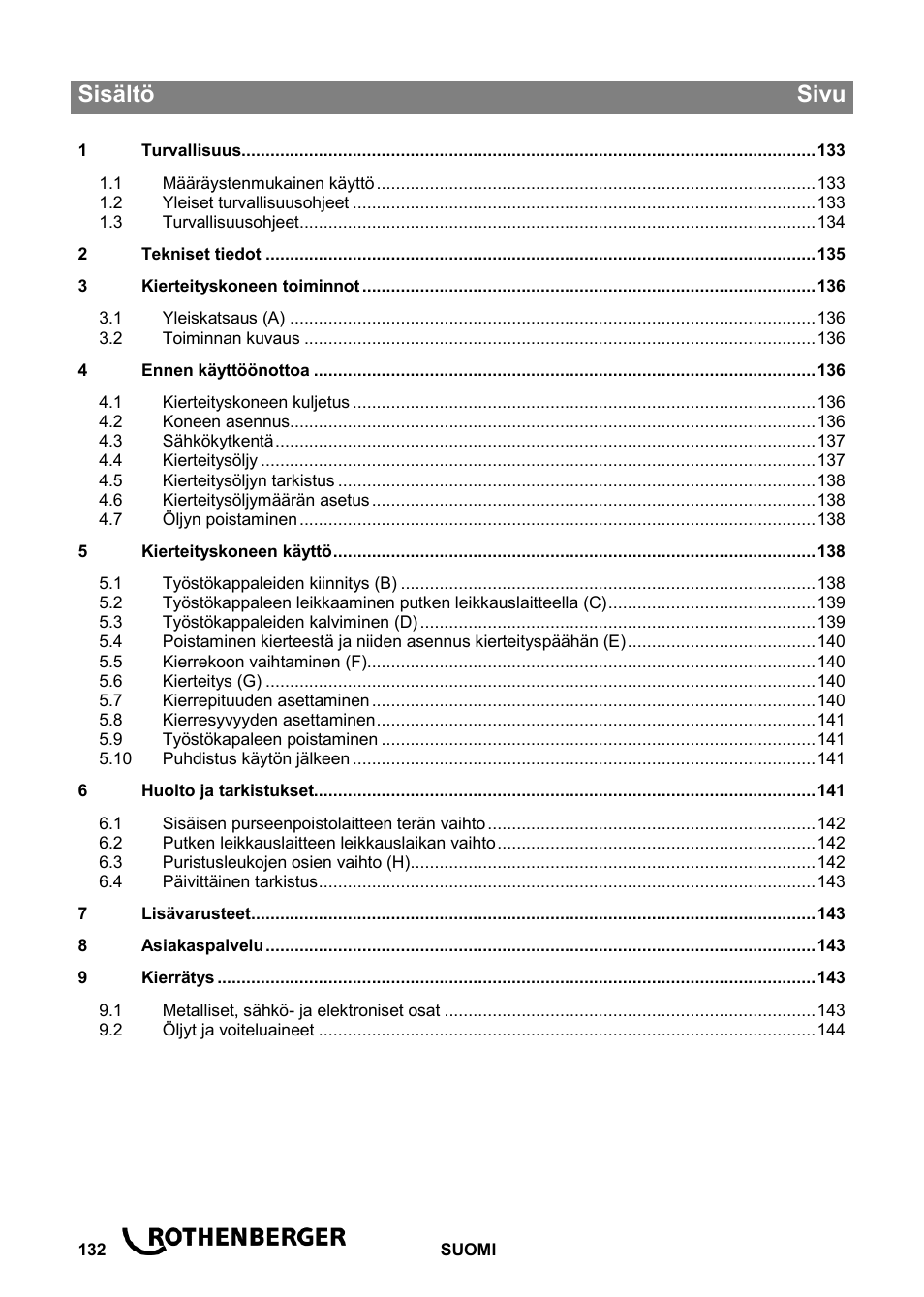 Ba_ropower 50 r_0814 fi, Sisältö sivu | ROTHENBERGER ROPOWER 50 R User Manual | Page 136 / 232