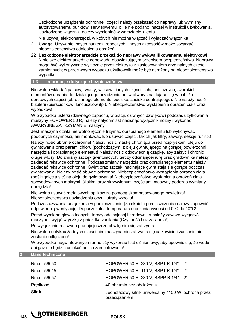 ROTHENBERGER ROPOWER 50 R User Manual | Page 152 / 232