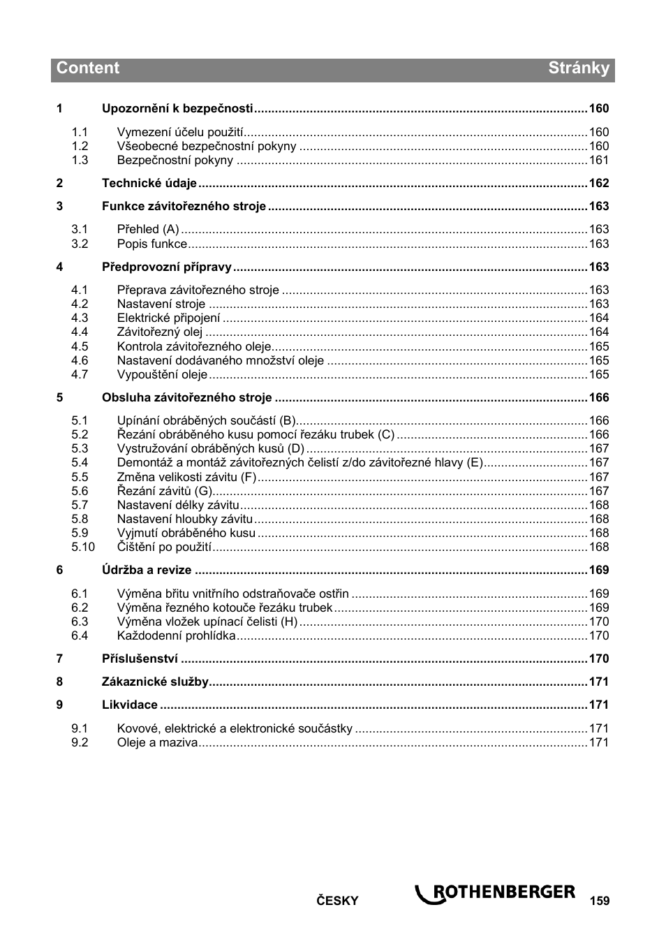 Ba_ropower 50 r_0814 cz, Content stránky | ROTHENBERGER ROPOWER 50 R User Manual | Page 163 / 232