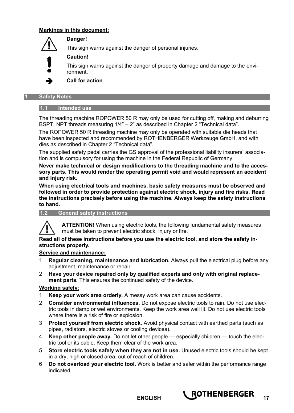 ROTHENBERGER ROPOWER 50 R User Manual | Page 21 / 232