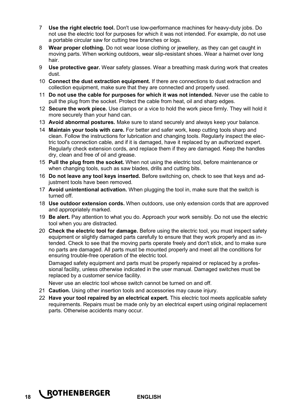 ROTHENBERGER ROPOWER 50 R User Manual | Page 22 / 232