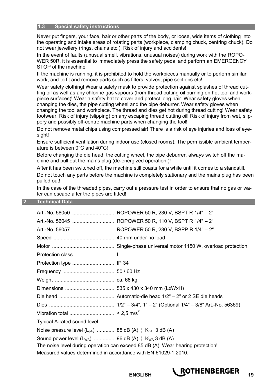 ROTHENBERGER ROPOWER 50 R User Manual | Page 23 / 232