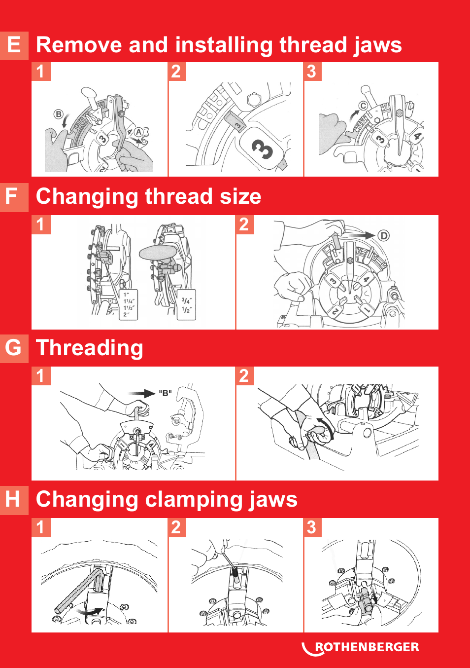 G threading h changing clamping jaws | ROTHENBERGER ROPOWER 50 R User Manual | Page 3 / 232