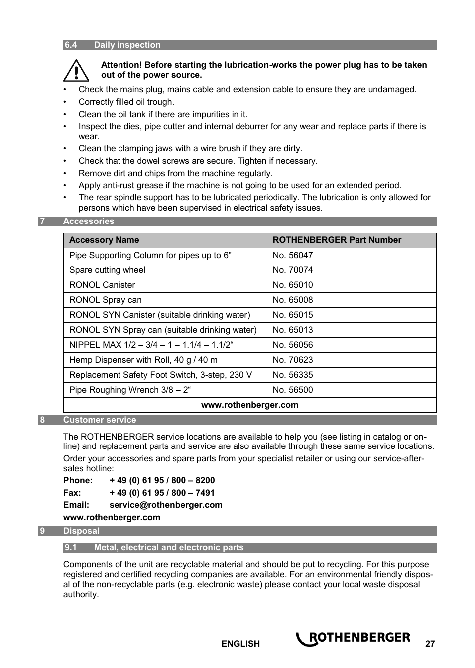 ROTHENBERGER ROPOWER 50 R User Manual | Page 31 / 232