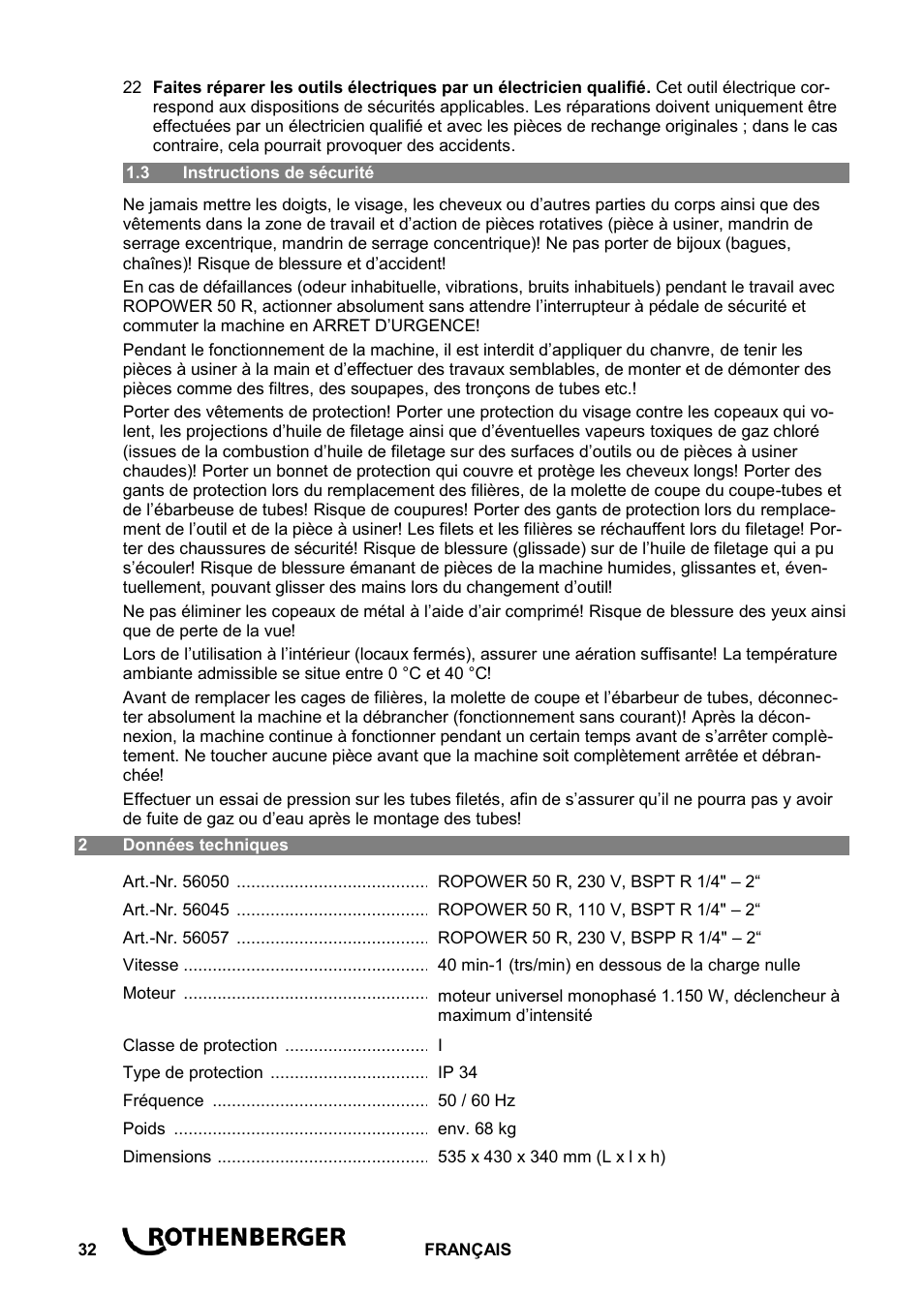ROTHENBERGER ROPOWER 50 R User Manual | Page 36 / 232
