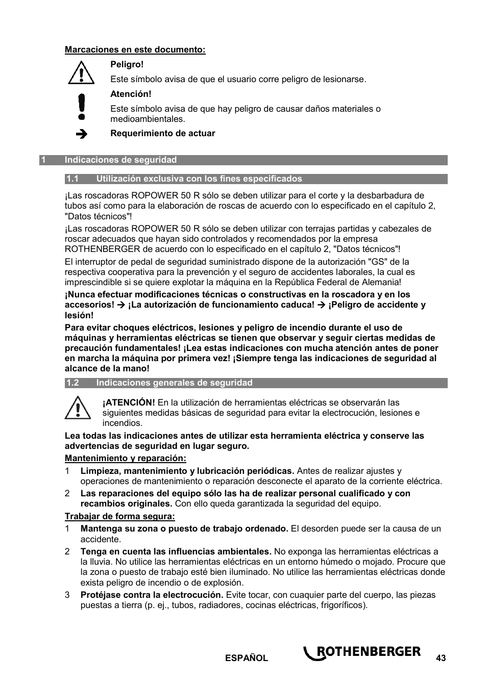 ROTHENBERGER ROPOWER 50 R User Manual | Page 47 / 232