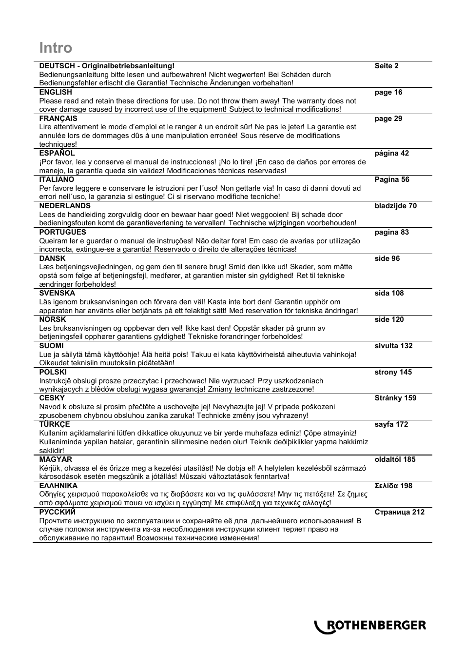 Intro | ROTHENBERGER ROPOWER 50 R User Manual | Page 5 / 232