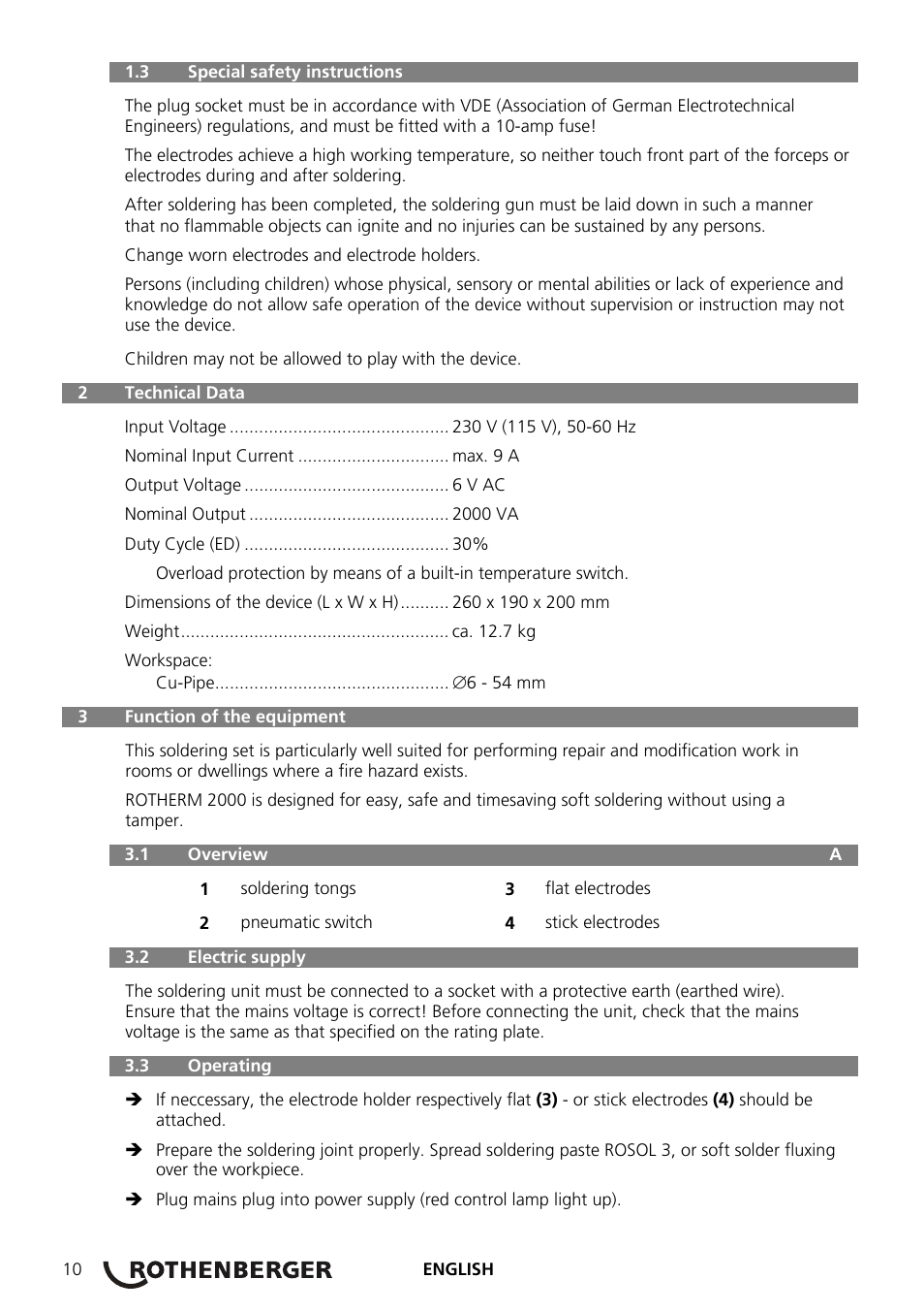 ROTHENBERGER ROTHERM 2000 Weichlöt-Gerät User Manual | Page 12 / 66