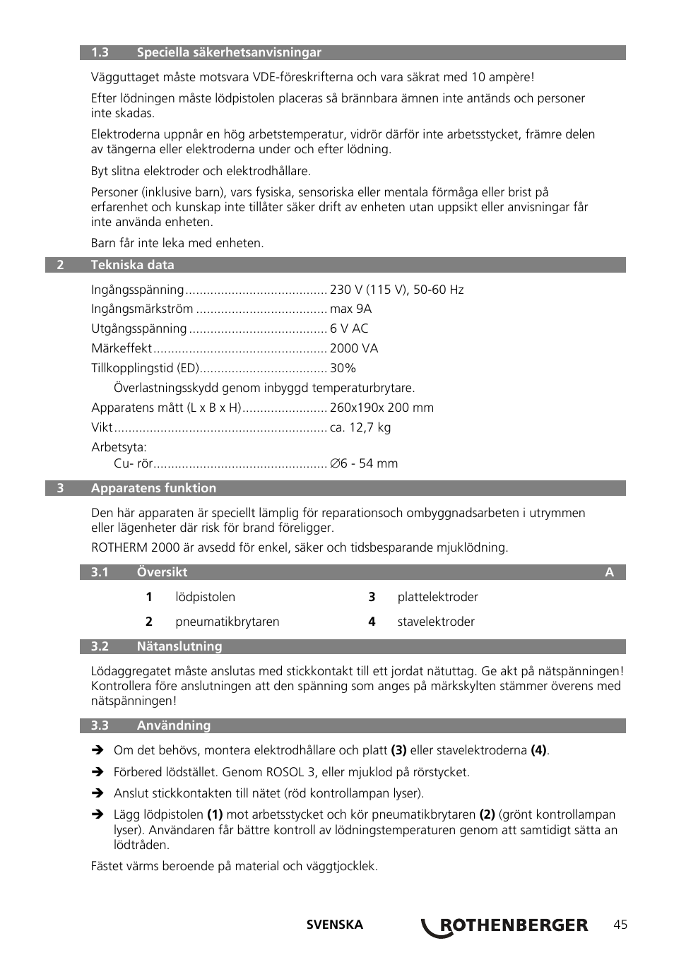 ROTHENBERGER ROTHERM 2000 Weichlöt-Gerät User Manual | Page 47 / 66