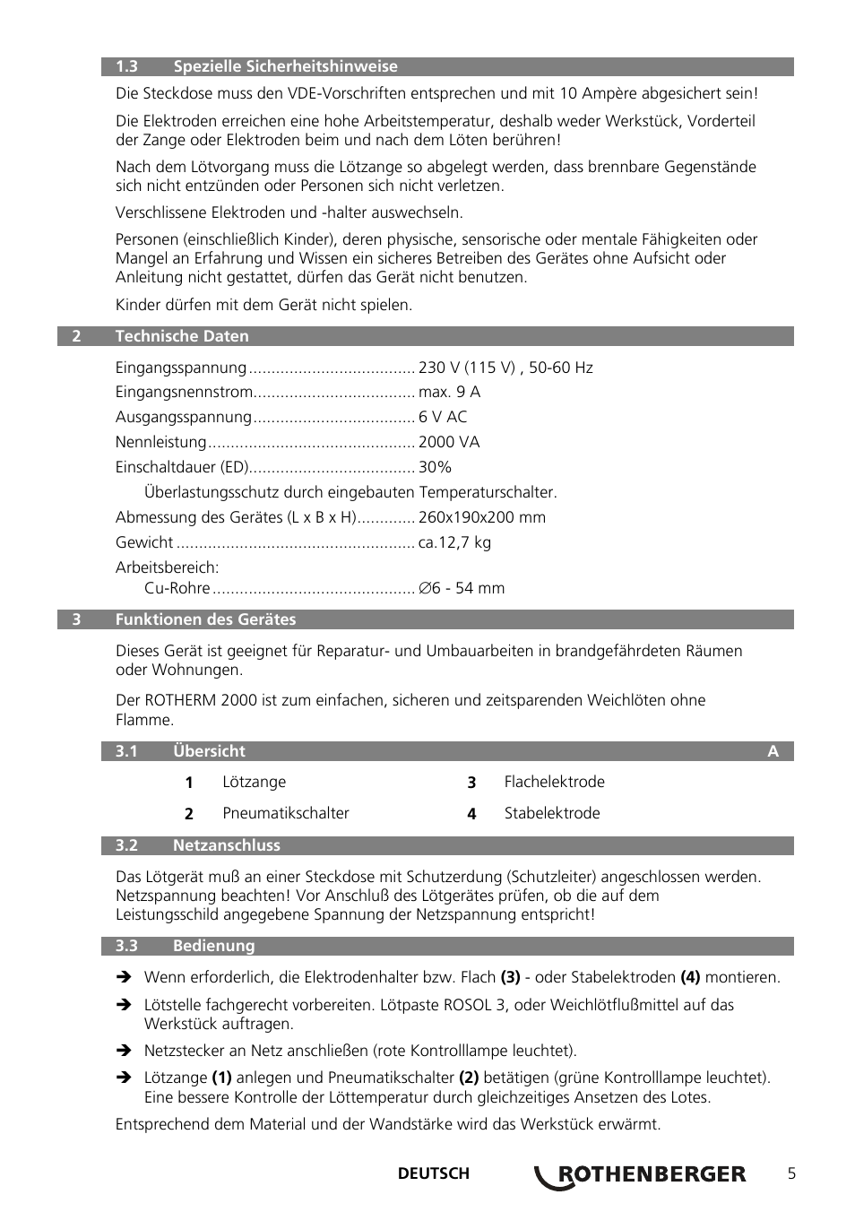 ROTHENBERGER ROTHERM 2000 Weichlöt-Gerät User Manual | Page 7 / 66