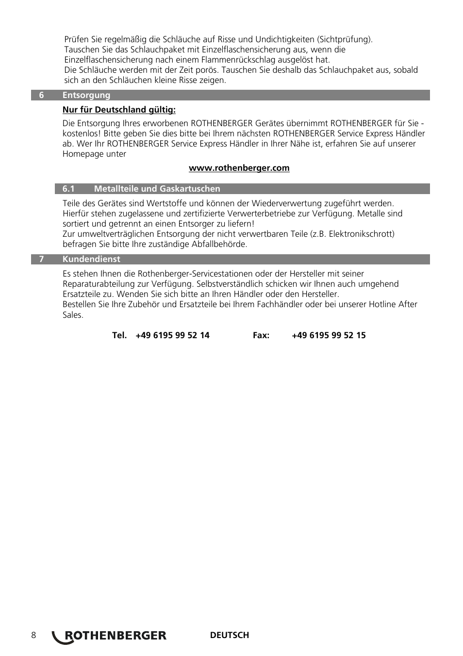 ROTHENBERGER ROXY 400 L Set User Manual | Page 12 / 132