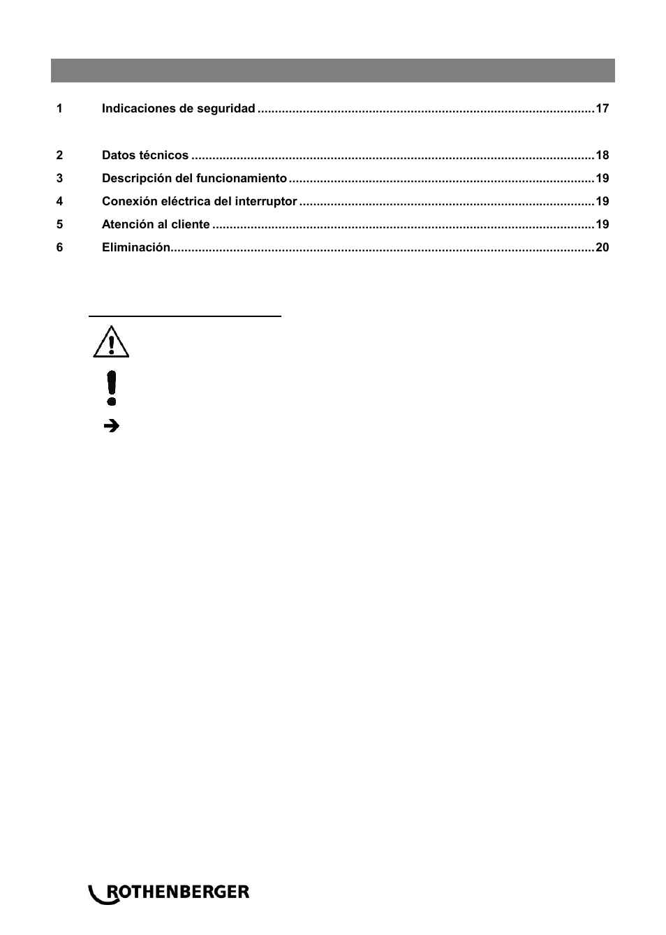 Ba_sicherheits-fußschalter_0514 es, Índice página | ROTHENBERGER Sicherheitsfußschalter User Manual | Page 18 / 84