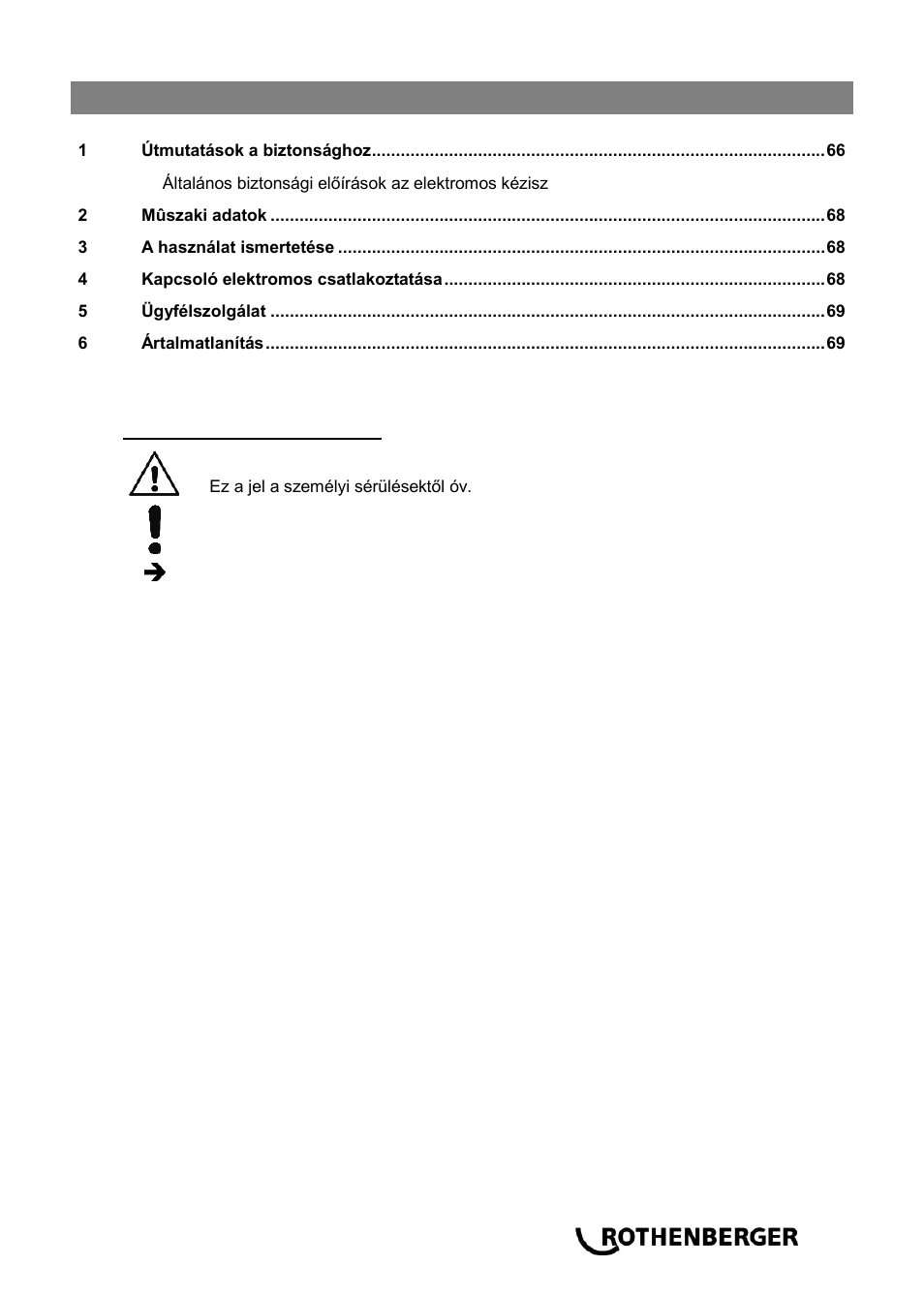 Ba_sicherheits-fußschalter_0514 hu, Tartalom oldal | ROTHENBERGER Sicherheitsfußschalter User Manual | Page 67 / 84