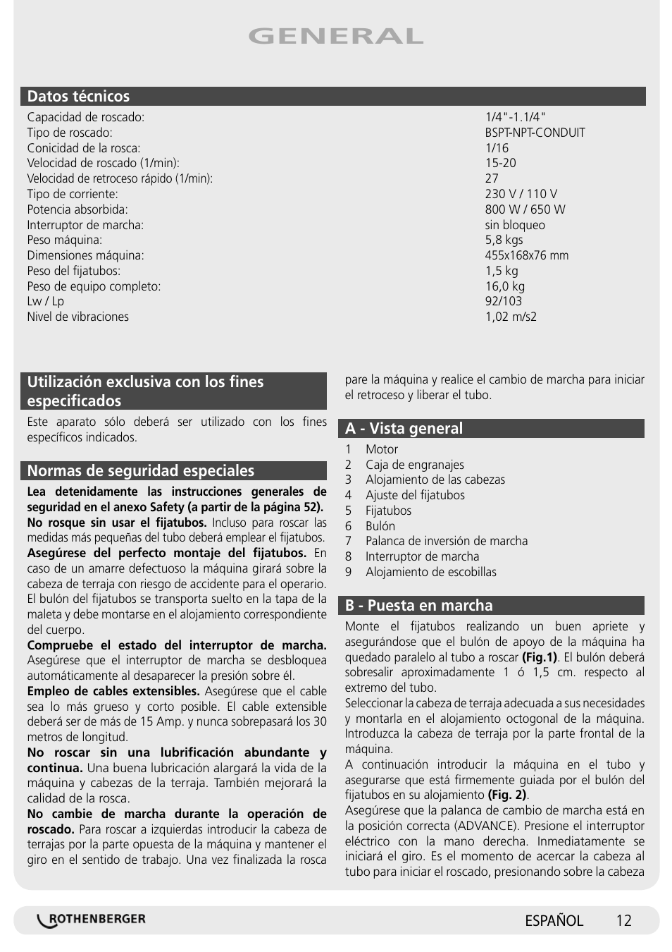 General | ROTHENBERGER SUPERTRONIC 1250 User Manual | Page 12 / 72