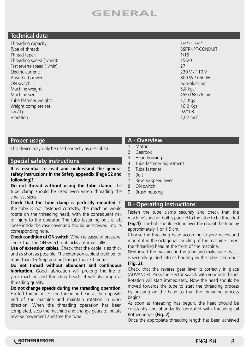 General | ROTHENBERGER SUPERTRONIC 1250 User Manual | Page 8 / 72