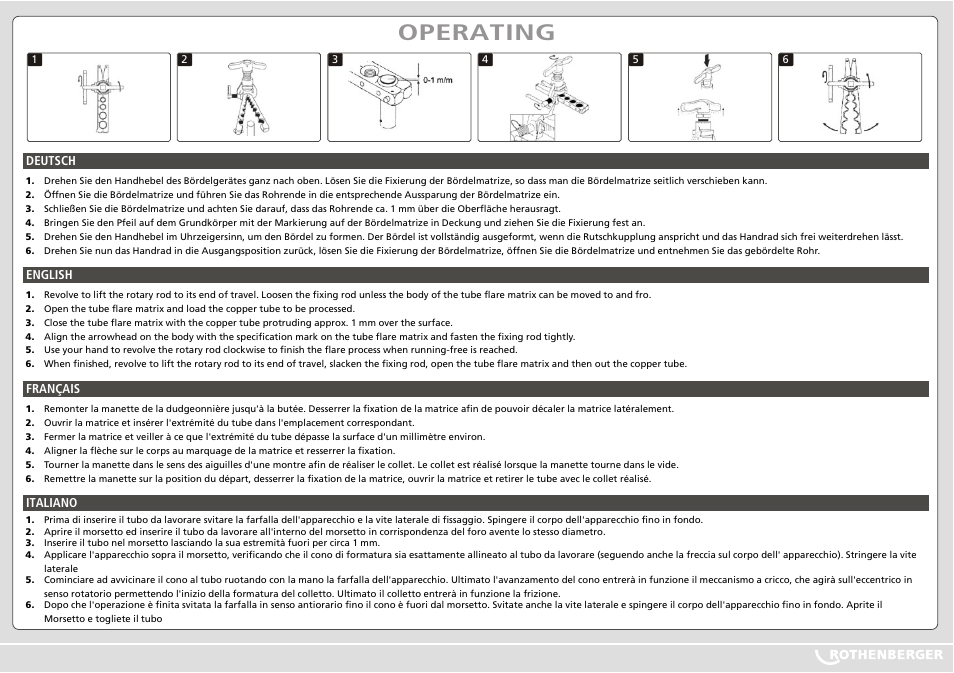 Seite2, Operating | ROTHENBERGER Taumel-Bördelgerät User Manual | Page 2 / 2