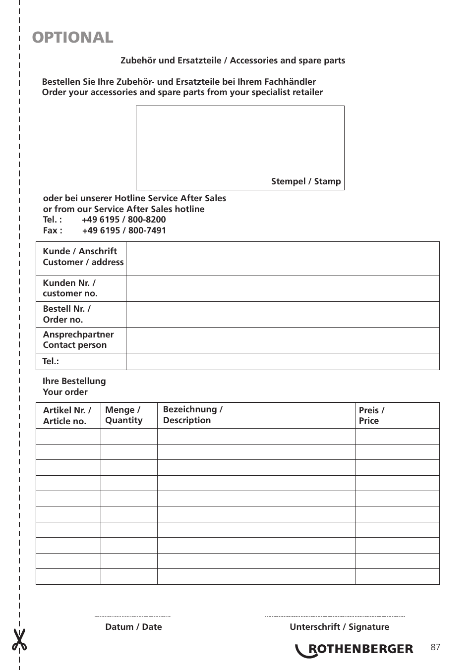 Optional | ROTHENBERGER TURBOPROP User Manual | Page 91 / 96