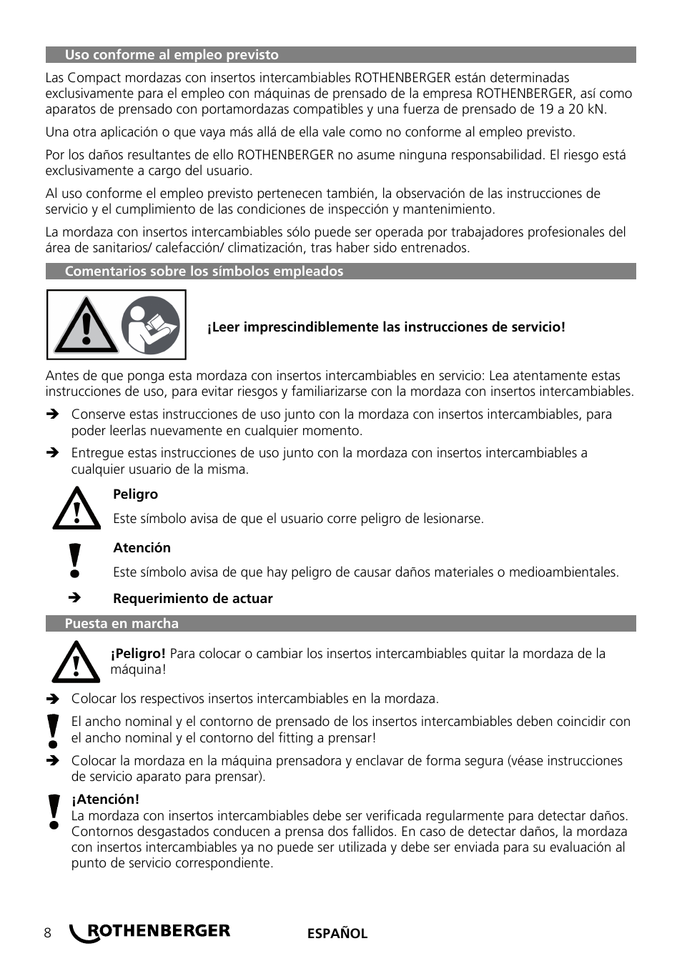 ROTHENBERGER Wechselpressbacken Compact User Manual | Page 10 / 44