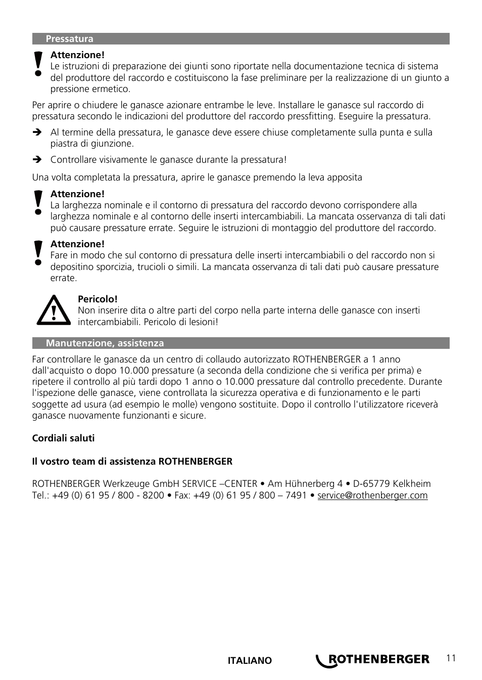 ROTHENBERGER Wechselpressbacken Compact User Manual | Page 13 / 44