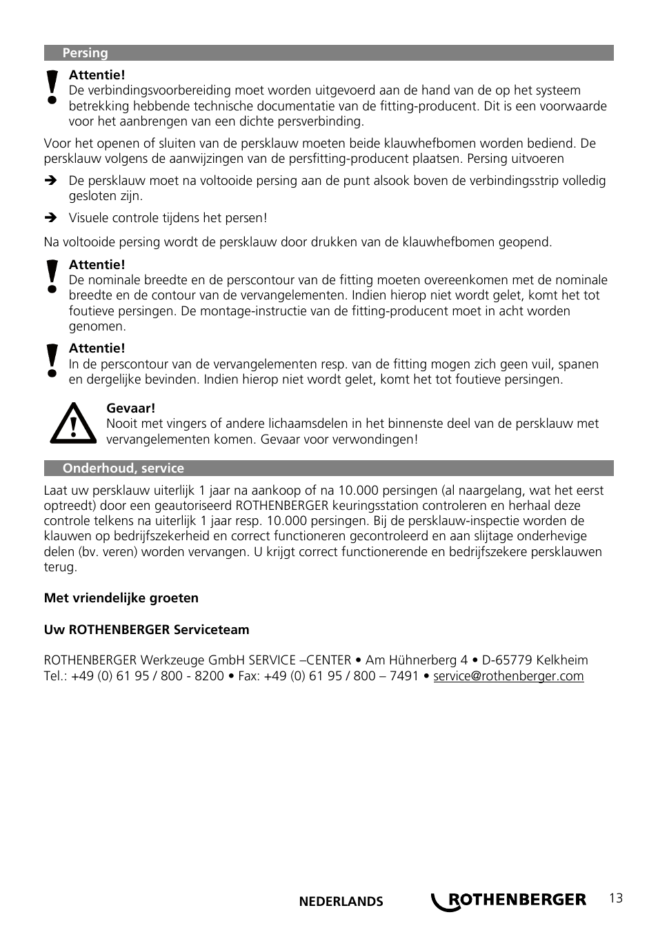 ROTHENBERGER Wechselpressbacken Compact User Manual | Page 15 / 44