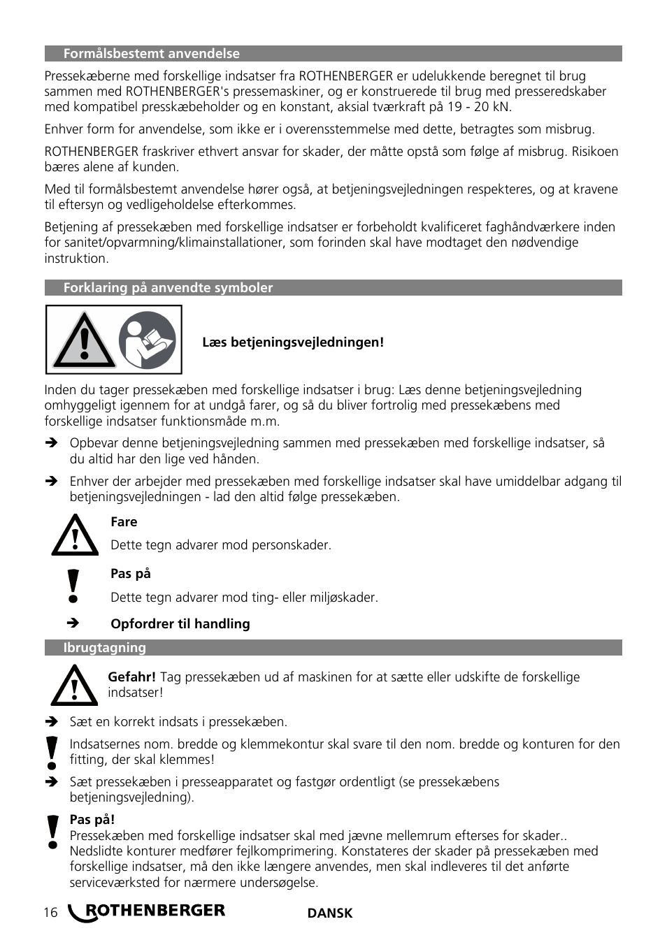 ROTHENBERGER Wechselpressbacken Compact User Manual | Page 18 / 44