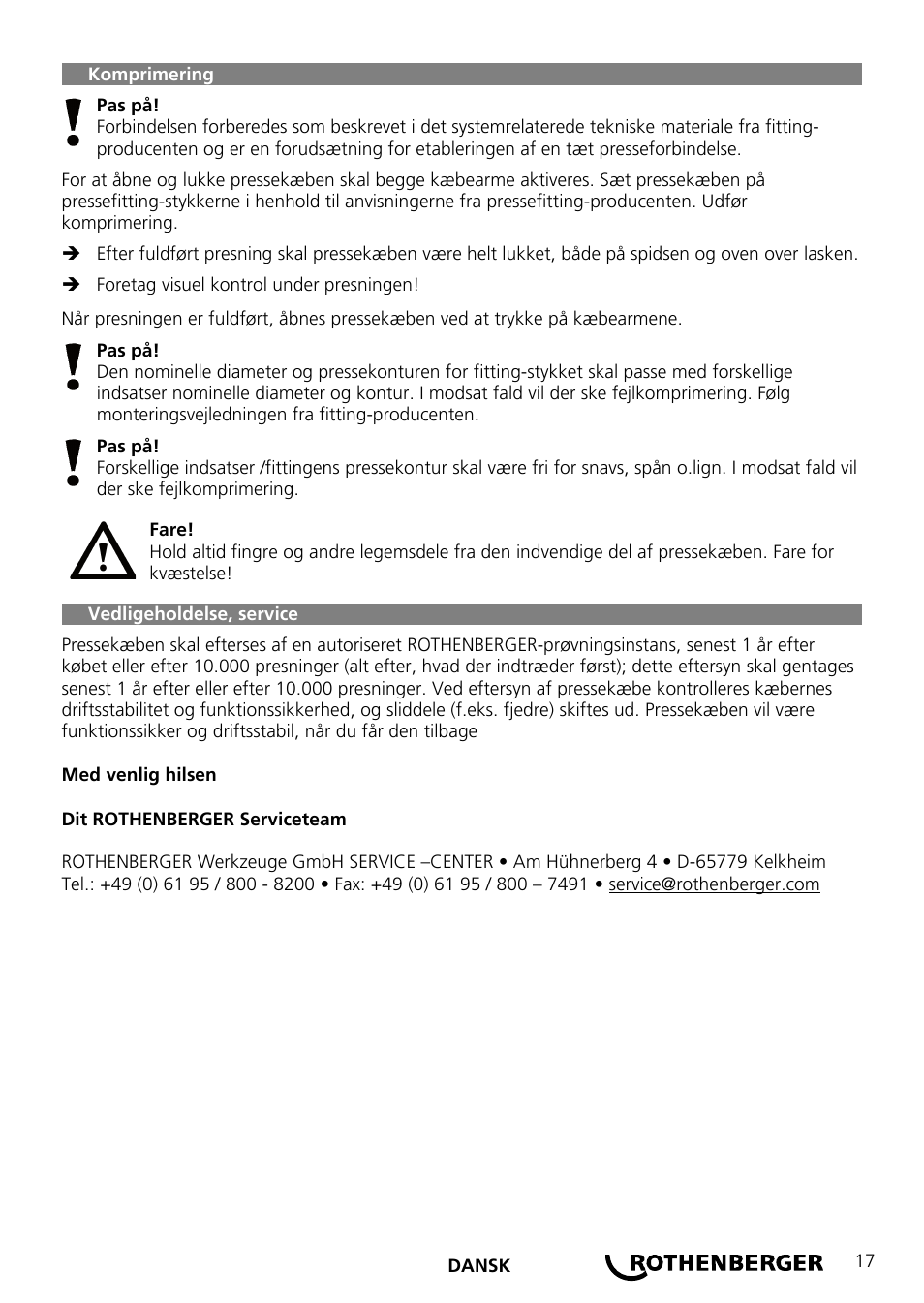 ROTHENBERGER Wechselpressbacken Compact User Manual | Page 19 / 44