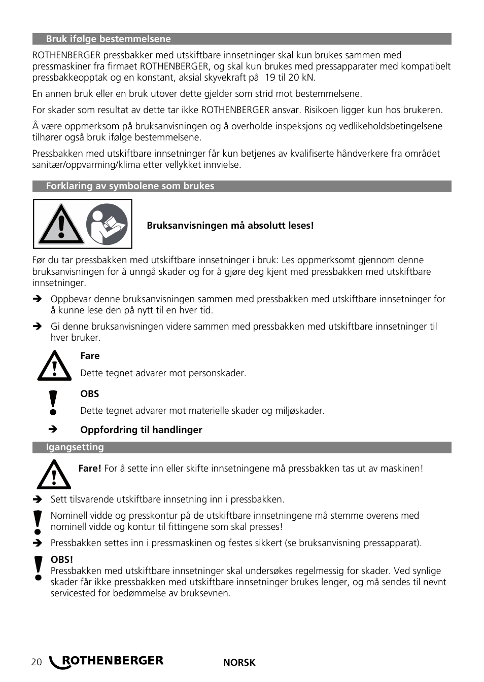 ROTHENBERGER Wechselpressbacken Compact User Manual | Page 22 / 44