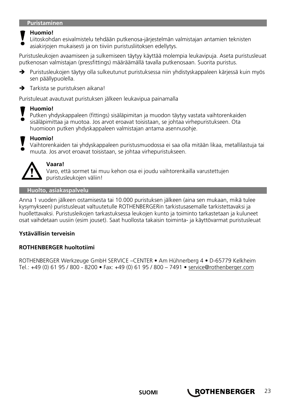 ROTHENBERGER Wechselpressbacken Compact User Manual | Page 25 / 44