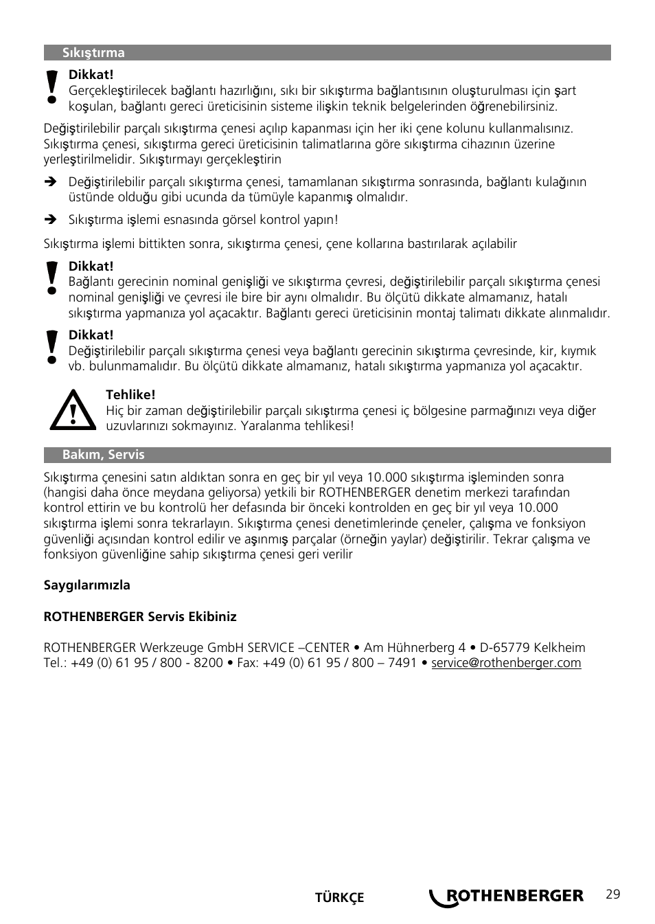 ROTHENBERGER Wechselpressbacken Compact User Manual | Page 31 / 44