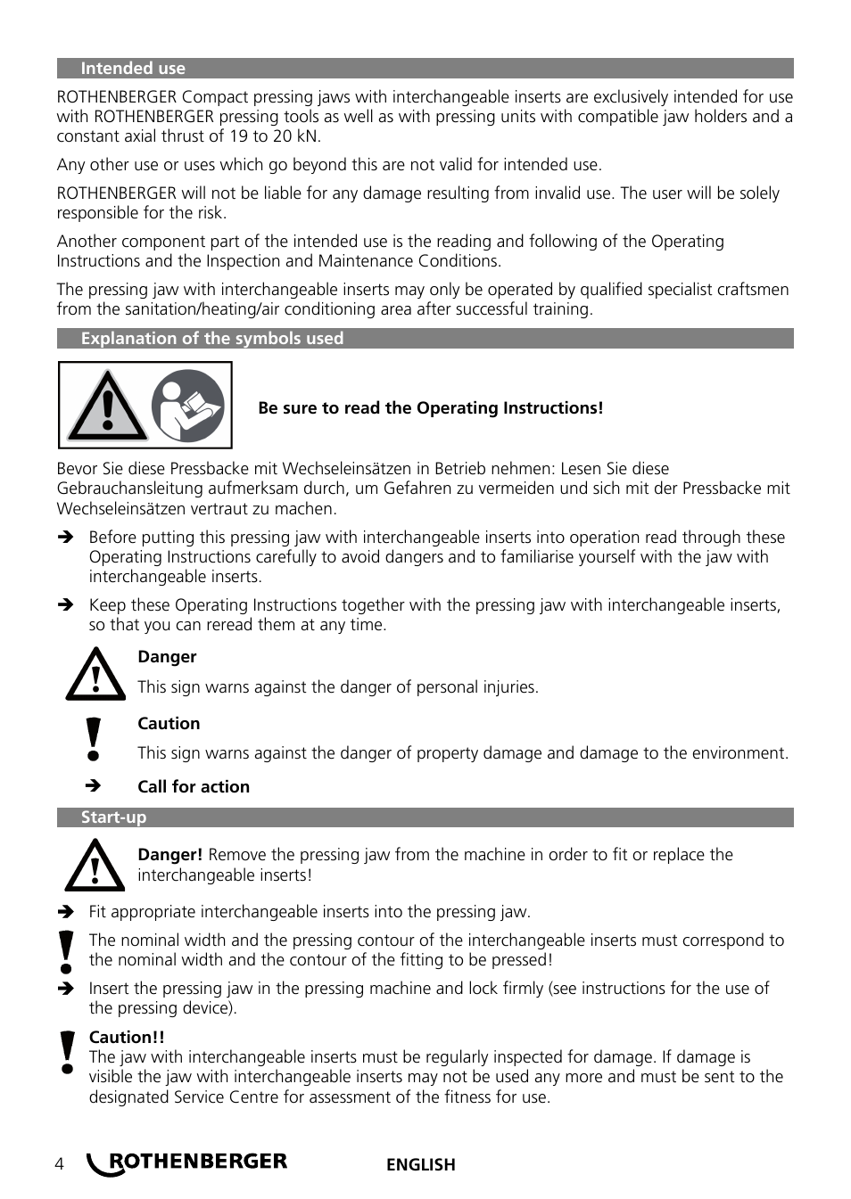 ROTHENBERGER Wechselpressbacken Compact User Manual | Page 6 / 44
