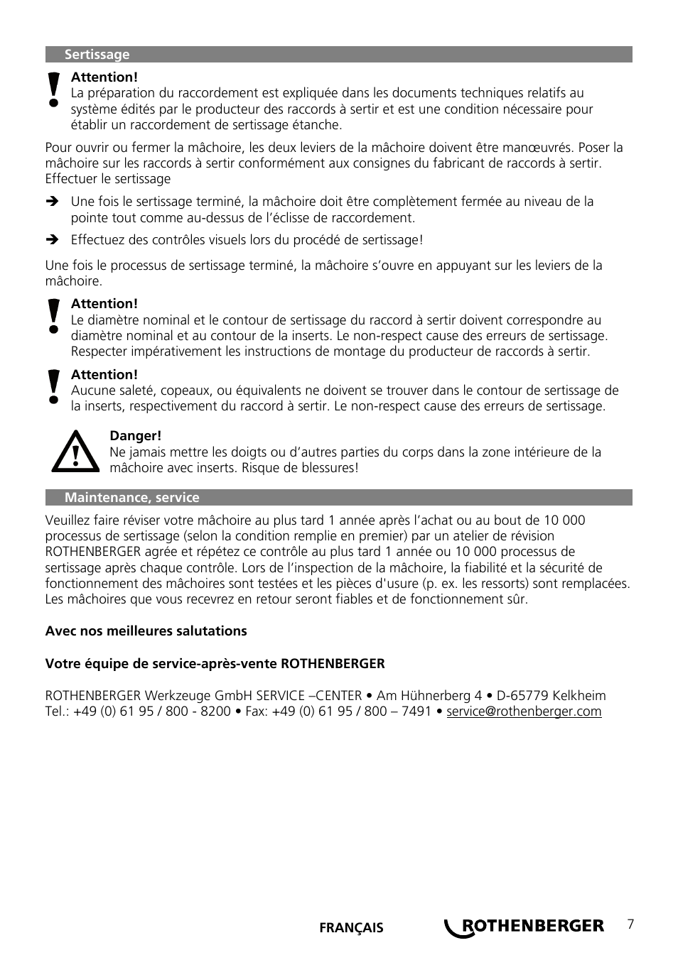 ROTHENBERGER Wechselpressbacken Compact User Manual | Page 9 / 44