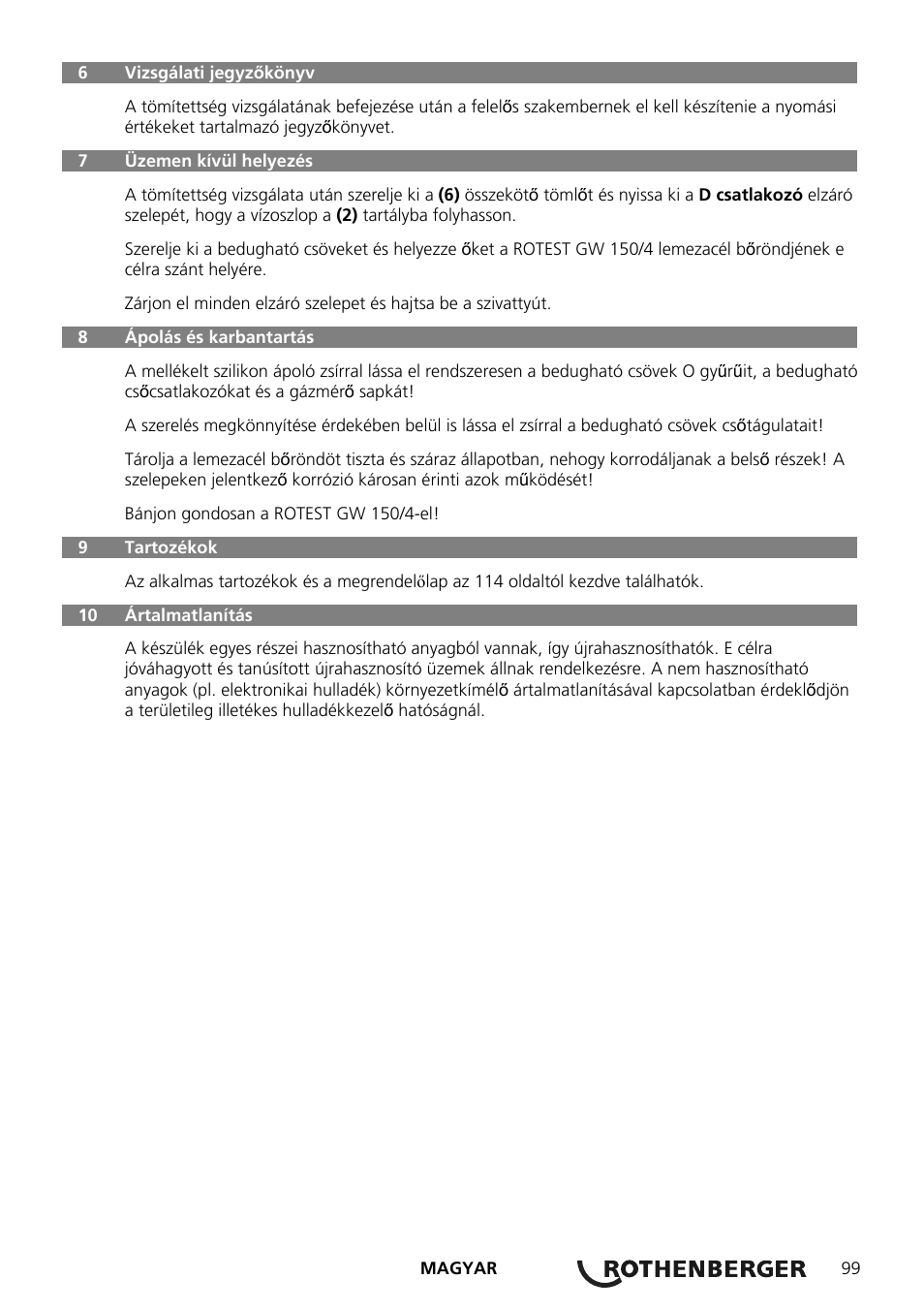 ROTHENBERGER ROTEST GW 150/4 User Manual | Page 101 / 120