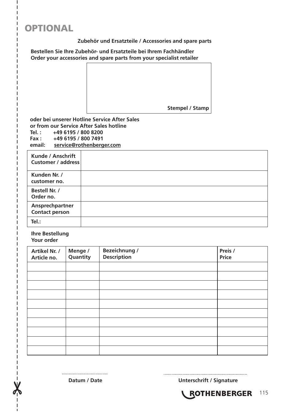 Optional | ROTHENBERGER ROTEST GW 150/4 User Manual | Page 117 / 120