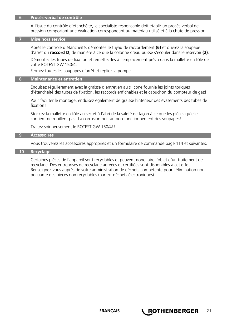 ROTHENBERGER ROTEST GW 150/4 User Manual | Page 23 / 120