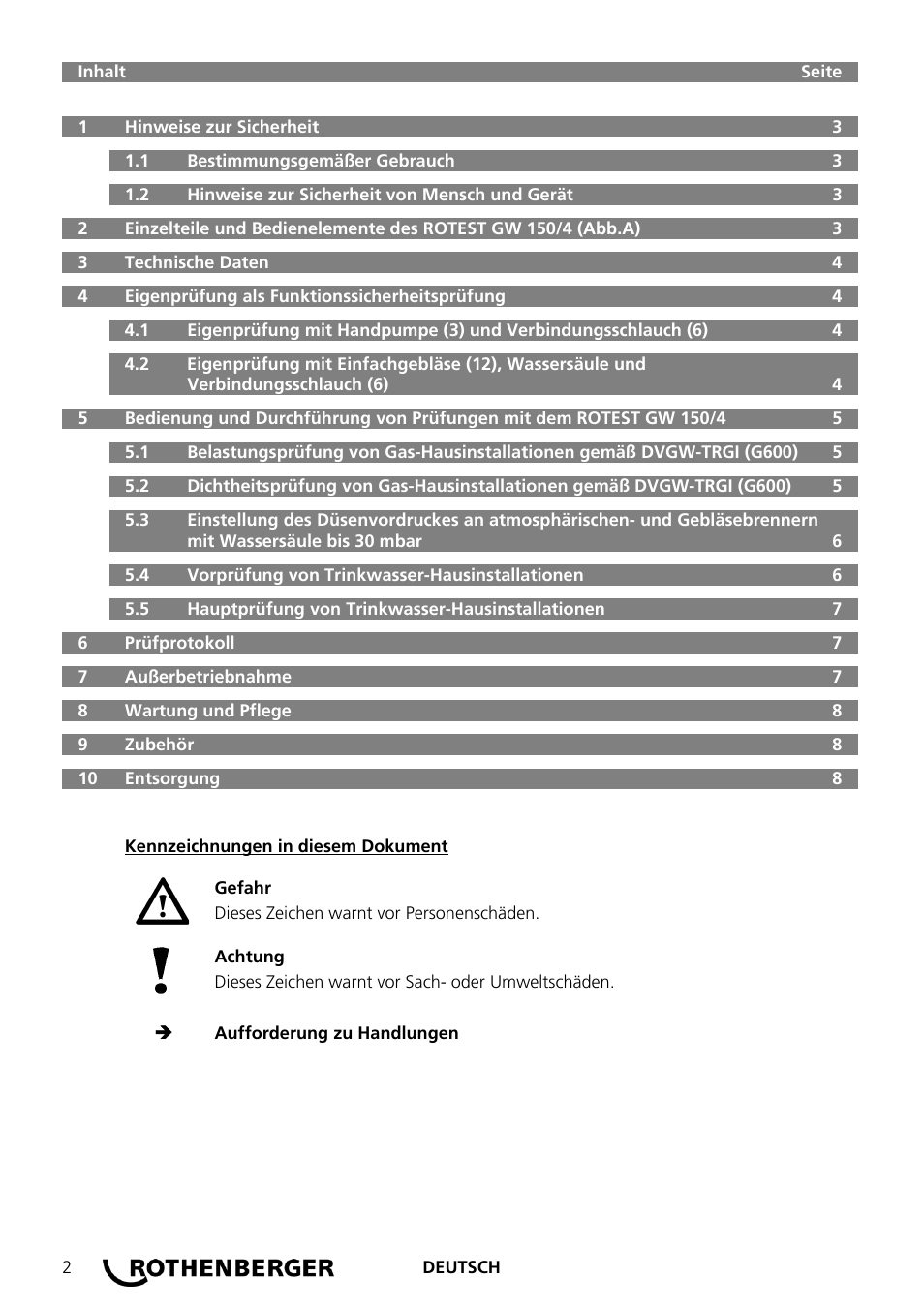 ROTHENBERGER ROTEST GW 150/4 User Manual | Page 4 / 120