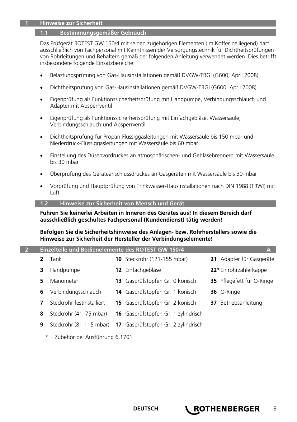 ROTHENBERGER ROTEST GW 150/4 User Manual | Page 5 / 120