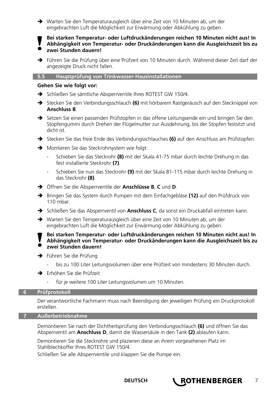 ROTHENBERGER ROTEST GW 150/4 User Manual | Page 9 / 120