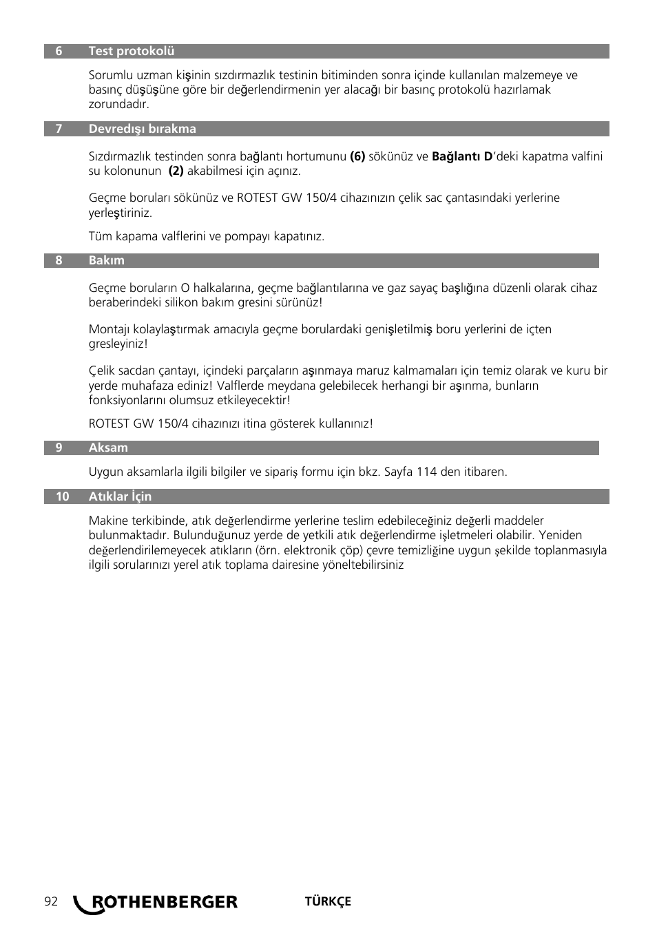 ROTHENBERGER ROTEST GW 150/4 User Manual | Page 94 / 120