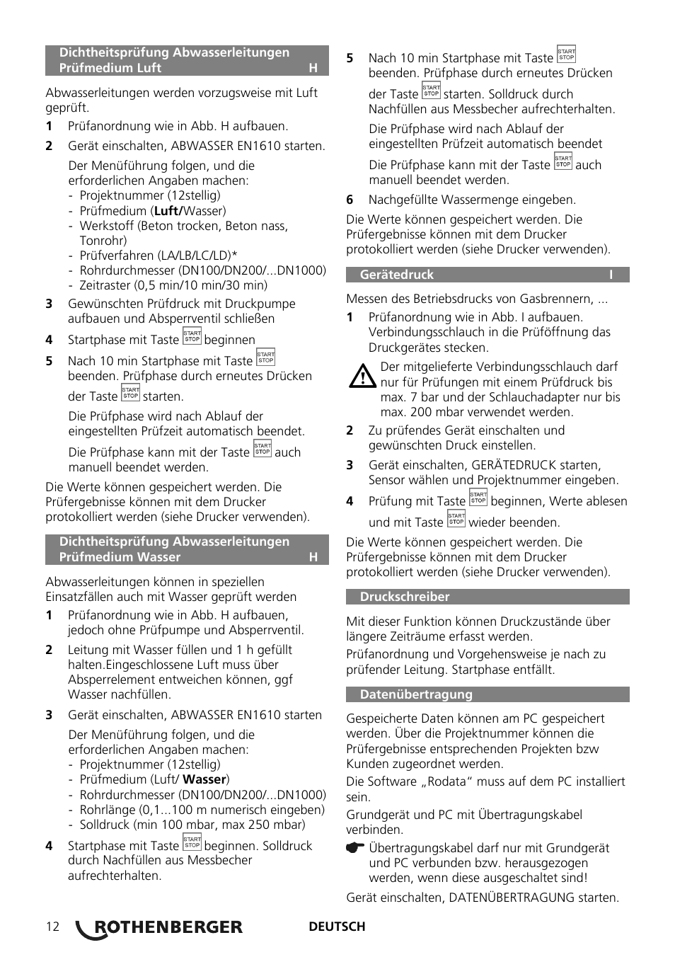 ROTHENBERGER ROTEST GW Digital V2.3 USB User Manual | Page 12 / 44