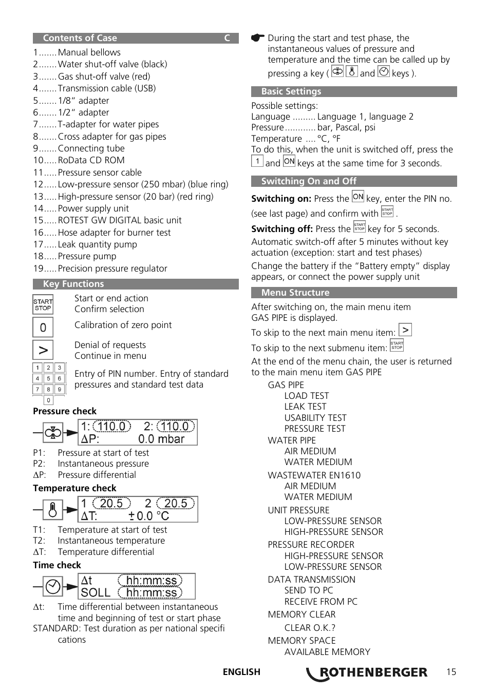ROTHENBERGER ROTEST GW Digital V2.3 USB User Manual | Page 15 / 44