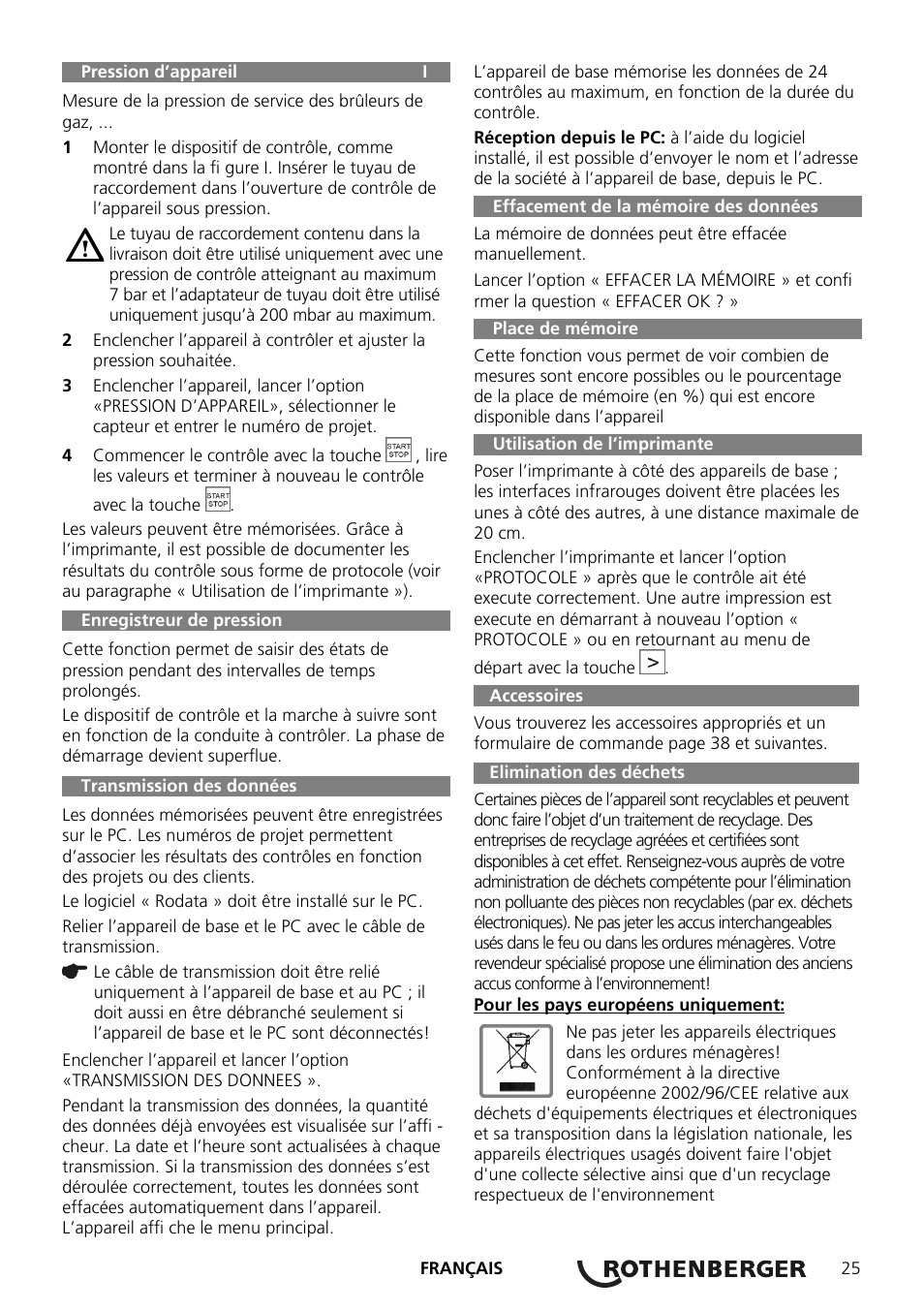 ROTHENBERGER ROTEST GW Digital V2.3 USB User Manual | Page 25 / 44