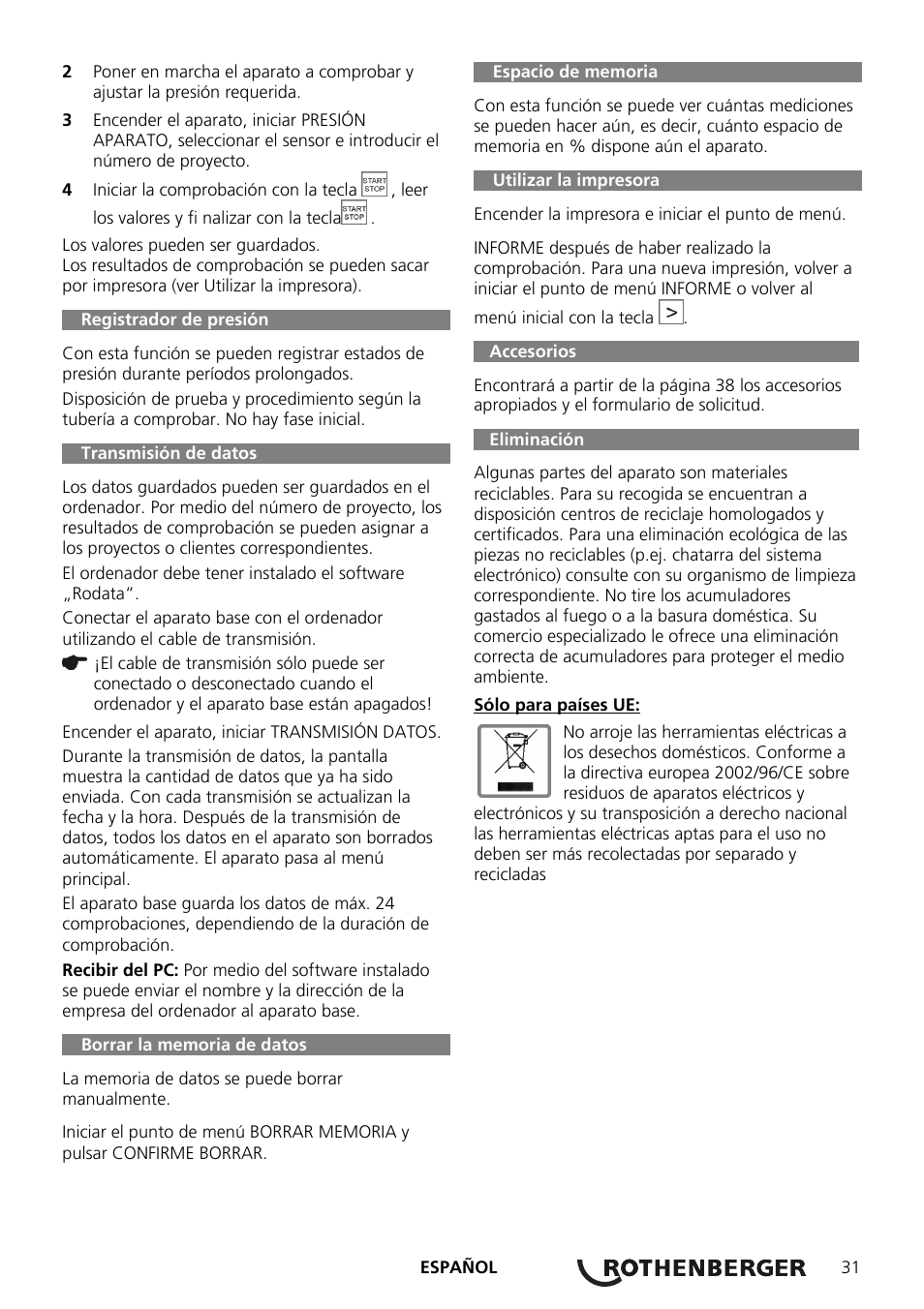 ROTHENBERGER ROTEST GW Digital V2.3 USB User Manual | Page 31 / 44