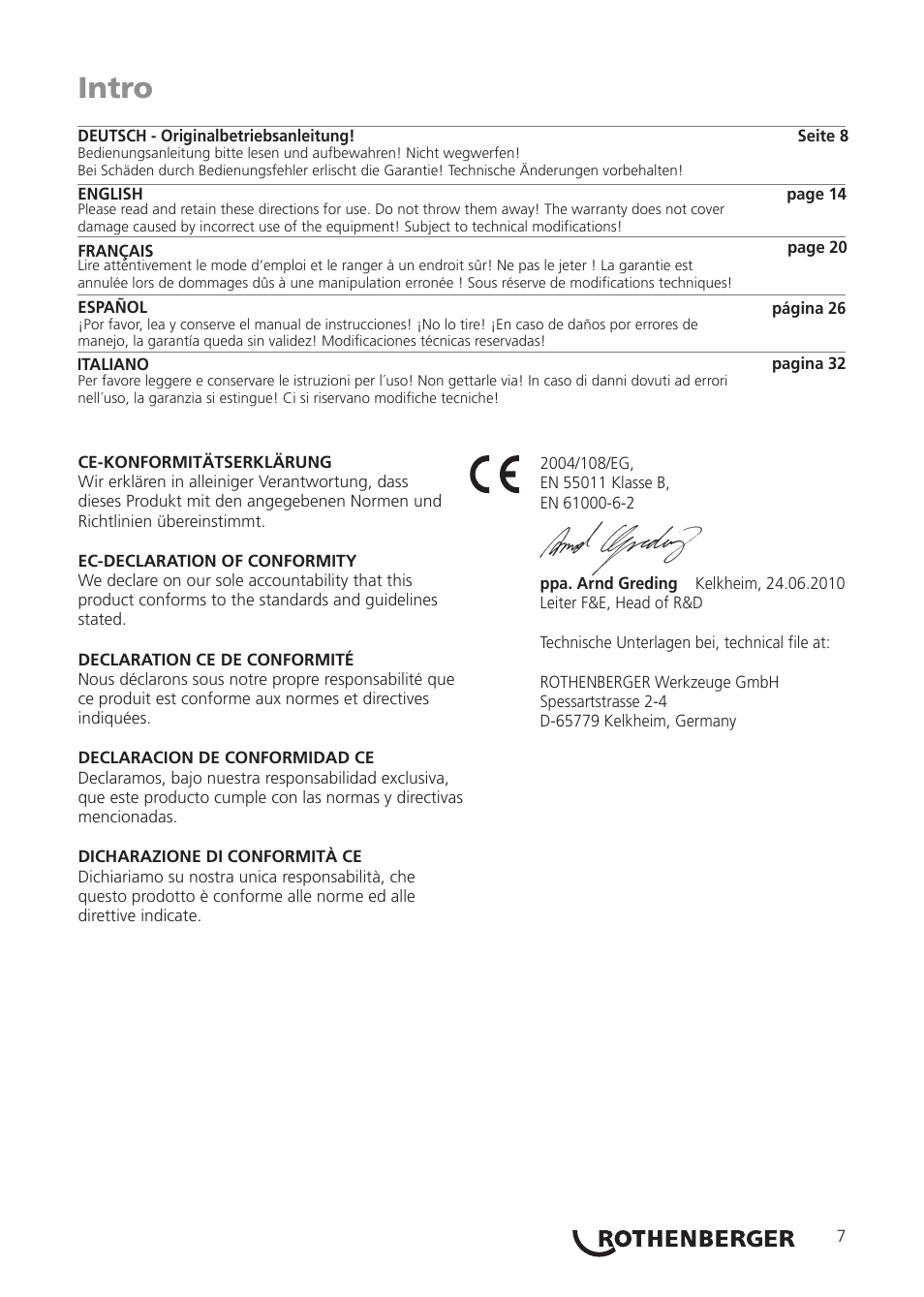 Intro | ROTHENBERGER ROTEST GW Digital V2.3 USB User Manual | Page 7 / 44