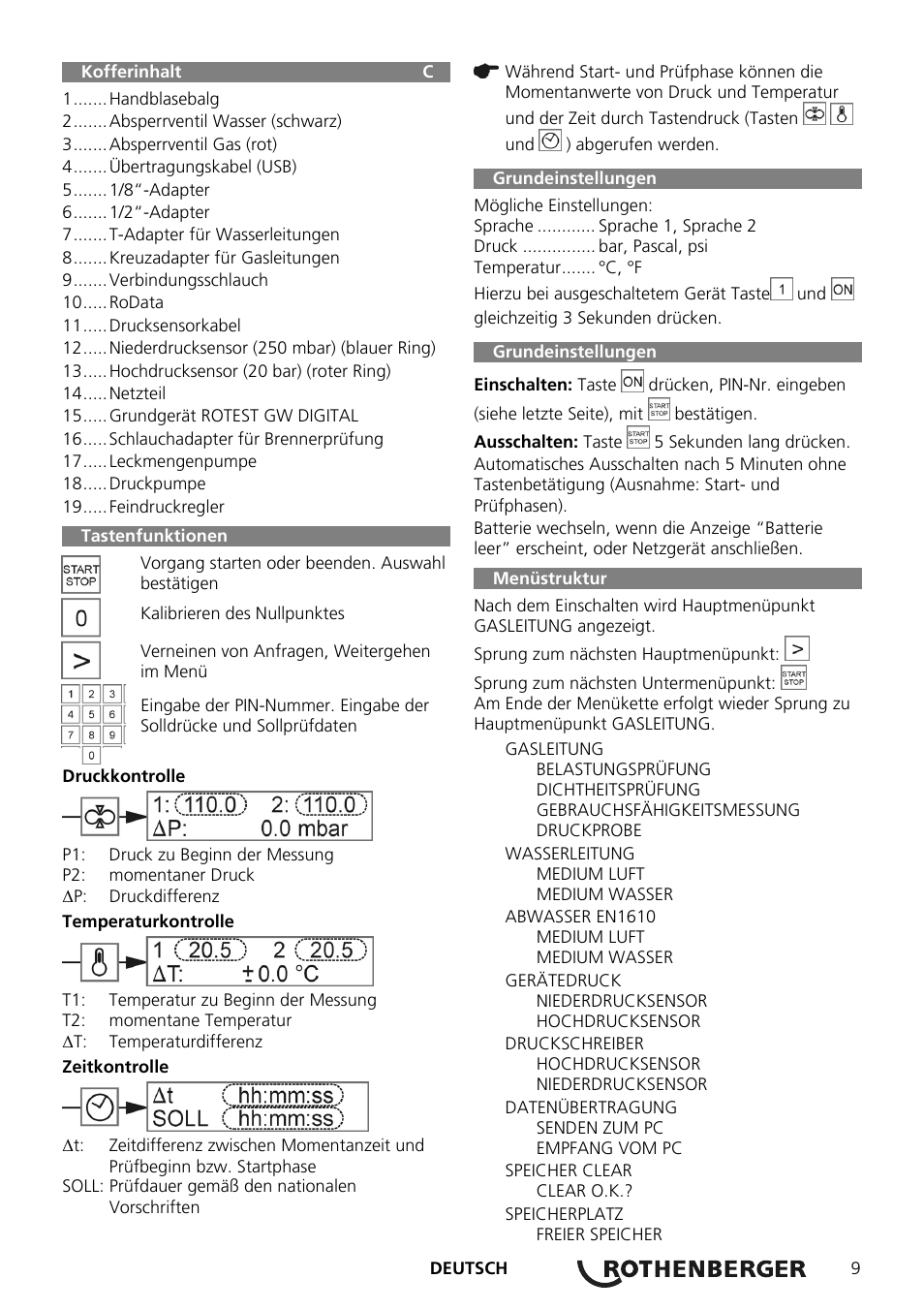 ROTHENBERGER ROTEST GW Digital V2.3 USB User Manual | Page 9 / 44