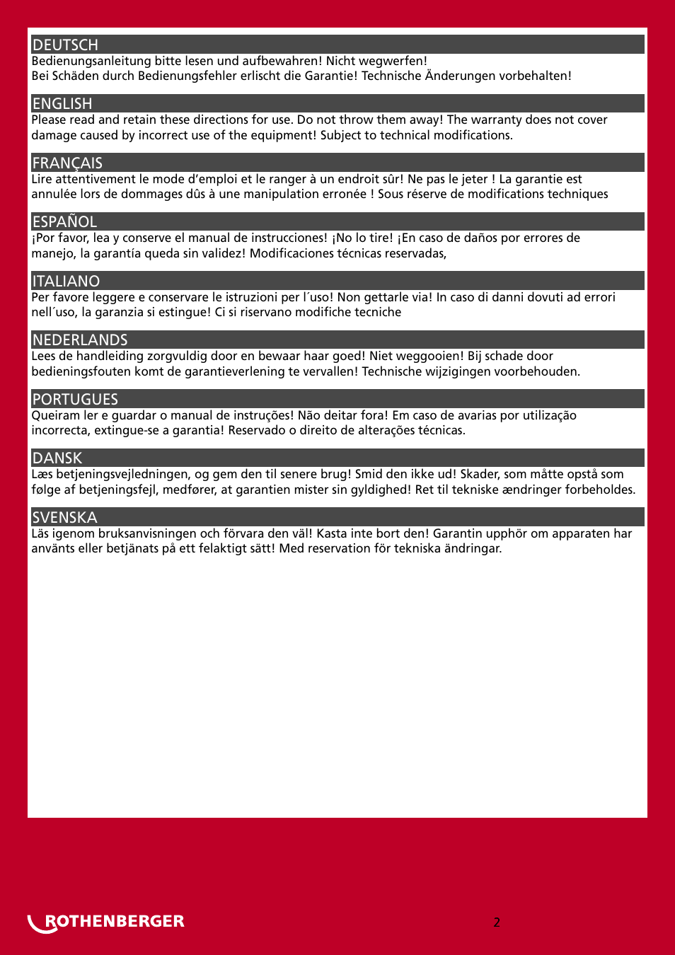 ROTHENBERGER RP 50-S/RP 50-S INOX User Manual | Page 2 / 24