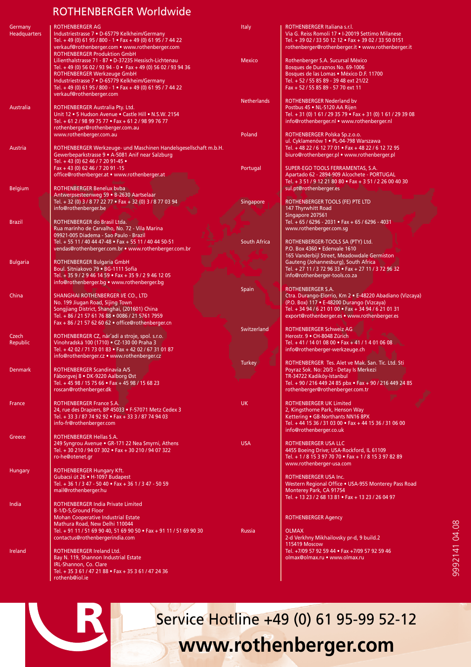 24 idioma, Rothenberger worldwide | ROTHENBERGER RP 50-S/RP 50-S INOX User Manual | Page 24 / 24