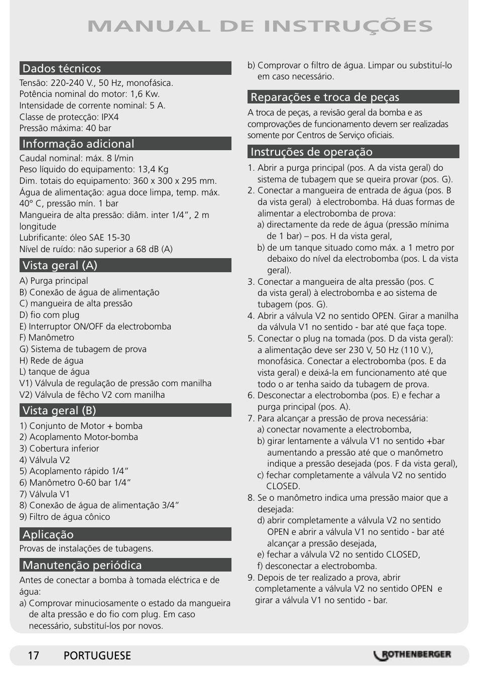 Manual de instruções | ROTHENBERGER RP Pro II User Manual | Page 18 / 36